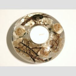 Stearinlys - Glas Lysestage - Drmmelys - Fairytale Eventyr Guld - 4x11cm