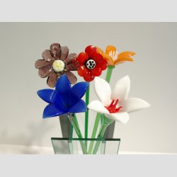 Stor Glas Blomst - P� Gr�n St�ngel - 1 S�t/5 stk - 30cm