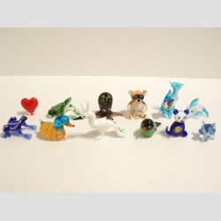 Mini Glas Figurer - 12 Stk Asst. Fantasi Mini Glas Figurer - 2-5cm