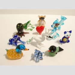 Mini Glas Figurer - 12 Stk Asst. Fantasi Mini Glas Figurer - 2-5cm