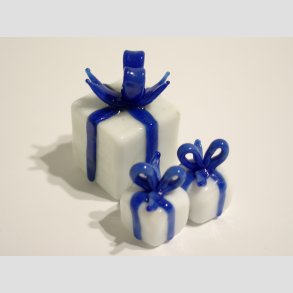 Gave - Glas Pakker - Hvid/Lysebl - Lysebl Sljfe - Mellemstore - 2,5cm