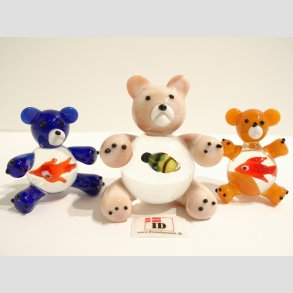 Bjrne Familie - Med Fisk I Maven - Glas Fantasi - 1 St Med 3 Asst. - 4-5,5cm