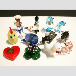 Mini Glas Figurer - 12 Stk Asst. Fantasi Mini Glas Figurer - 2-5cm