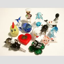 Mini Glas Figurer - 12 Stk Asst. Fantasi Mini Glas Figurer - 2-5cm