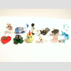 Mini Glas Figurer - 12 Stk Asst. Fantasi Mini Glas Figurer - 2-5cm