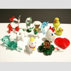 Mini Glas Figurer - 12 Stk Asst. Fantasi Mini Glas Figurer - 2-5cm