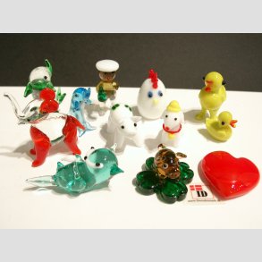 Mini Glas Figurer - 12 Stk Asst. Fantasi Mini Glas Figurer - 2-5cm