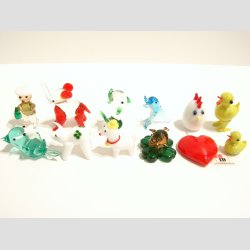 Mini Glas Figurer - 12 Stk Asst. Fantasi Mini Glas Figurer - 2-5cm