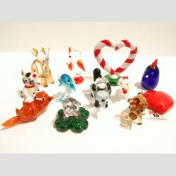 Mini Glas Figurer - 12 Stk Asst. Fantasi Mini Glas Figurer - 2-5cm