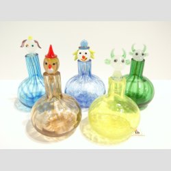 Glasvaser - Mundblst Glas Vase - Mini Vase Med  Kunst Prop - St Med 5 Forskellige - 7cm/10cm 