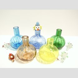Glasvaser - Mundblst Glas Vase - Mini Vase Med  Kunst Prop - St Med 5 Forskellige - 7cm/10cm 