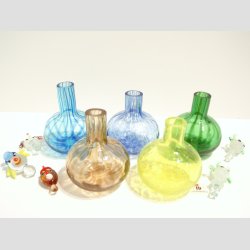 Glasvaser - Mundblst Glas Vase - Mini Vase Med  Kunst Prop - St Med 5 Forskellige - 7cm/10cm 