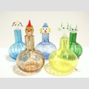 Glasvaser - Mundblst Glas Vase - Mini Vase Med  Kunst Prop - St Med 5 Forskellige - 7cm/10cm 