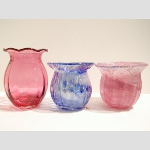 Glasvaser - Mundblst Glas Vase - Mini Vase - St Med 3 Forskellige - 10,5cm & 8,5cm 