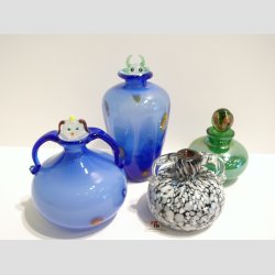 Glasvaser - Mundblst Glas Vase - Mini Vase Med  3 Kunst Prop - St Med 4 Forskellige - 5,5-12cm 