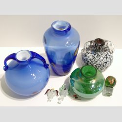 Glasvaser - Mundblst Glas Vase - Mini Vase Med  3 Kunst Prop - St Med 4 Forskellige - 5,5-12cm 