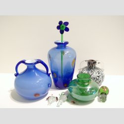 Glasvaser - Mundblst Glas Vase - Mini Vase Med  3 Kunst Prop - St Med 4 Forskellige - 5,5-12cm 