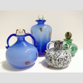 Glasvaser - Mundblst Glas Vase - Mini Vase Med  3 Kunst Prop - St Med 4 Forskellige - 5,5-12cm 
