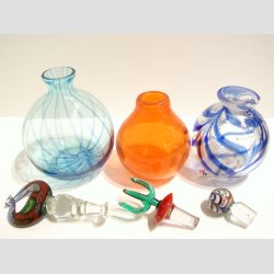 Glasvaser - Mundblst Glas Vase - Mini Vase Med  Kunst Prop - St 3 Forskellige - Vase 9 &amp; 11cm