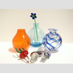 Glasvaser - Mundblst Glas Vase - Mini Vase Med  Kunst Prop - St 3 Forskellige - Vase 9 &amp; 11cm