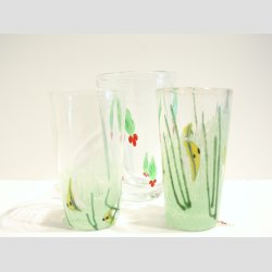 Glasvaser - Mundblst Glas Vase - Kunst Vase Med Kristtjrn / Fisk - St af 3 Stk - 12,5-14,5cm