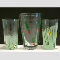 Glasvaser - Mundblst Glas Vase - Kunst Vase Med Kristtjrn / Fisk - St af 3 Stk - 12,5-14,5cm