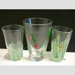 Glasvaser - Mundblst Glas Vase - Kunst Vase Med Kristtjrn / Fisk - St af 3 Stk - 12,5-14,5cm