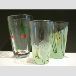 Glasvaser - Mundblst Glas Vase - Kunst Vase Med Kristtjrn / Fisk - St af 3 Stk - 12,5-14,5cm