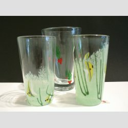 Glasvaser - Mundblst Glas Vase - Kunst Vase Med Kristtjrn / Fisk - St af 3 Stk - 12,5-14,5cm