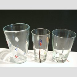 Glasvaser - Mundblst Glas Vase - Kunst Vase Med Millefiori - St af 3 Stk - 12,5-14,5cm