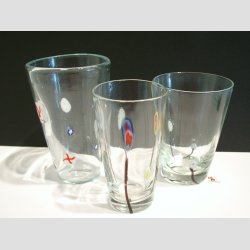 Glasvaser - Mundblst Glas Vase - Kunst Vase Med Millefiori - St af 3 Stk - 12,5-14,5cm