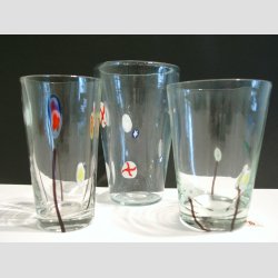 Glasvaser - Mundblst Glas Vase - Kunst Vase Med Millefiori - St af 3 Stk - 12,5-14,5cm