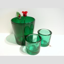 Glasvaser - Mundblst Glas Vase - Grnne Vaser - St af 3 Stk - 6,5cm-11,5cm