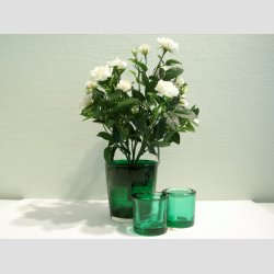 Glasvaser - Mundblst Glas Vase - Grnne Vaser - St af 3 Stk - 6,5cm-11,5cm