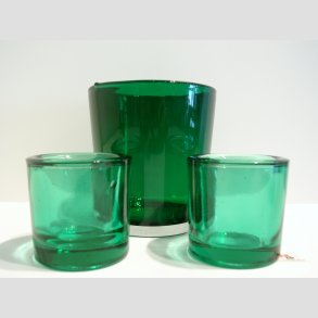 Glasvaser - Mundblst Glas Vase - Grnne Vaser - St af 3 Stk - 6,5cm-11,5cm