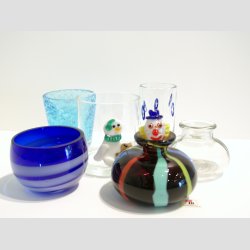 Glasvaser - Mundblst Glas Vase - Blandet Vaser - St af 6 Stk - 5,5cm-9cm