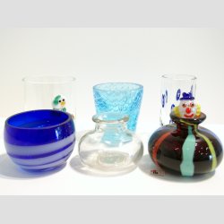 Glasvaser - Mundblst Glas Vase - Blandet Vaser - St af 6 Stk - 5,5cm-9cm