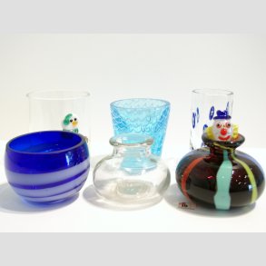 Glasvaser - Mundblst Glas Vase - Blandet Vaser - St af 6 Stk - 5,5cm-9cm