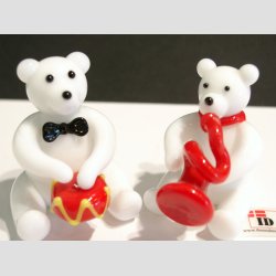 Isbjrn Par Med Instrument - Glas Fantasi - 5cm