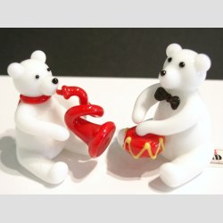 Isbjrn Par Med Instrument - Glas Fantasi - 5cm