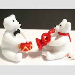 Isbjrn Par Med Instrument - Glas Fantasi - 5cm