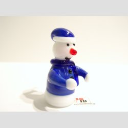 Glas Snemand - Bl/Hvid - B3 x H5cm