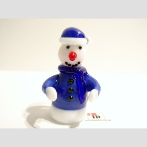 Glas Snemand - Bl/Hvid - B3 x H5cm