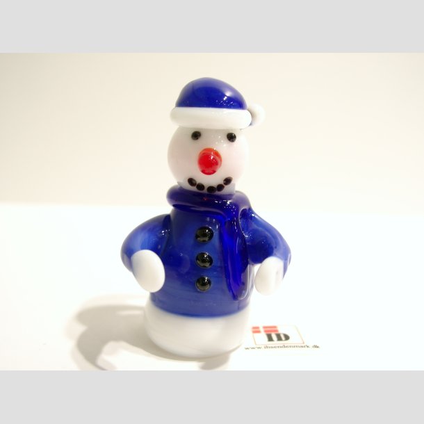 Glas Snemand - Bl/Hvid - B3 x H5cm