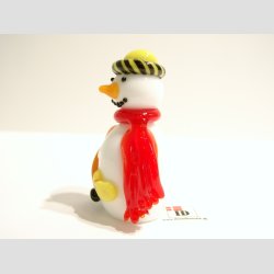 Glas Snemand - Gul Hue og Rd Trklde - B3 x H5,5cm