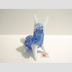 Glas Snehare - Bl/Hvid Striber - 5x7cm