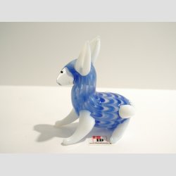 Glas Snehare - Bl/Hvid Striber - 5x7cm