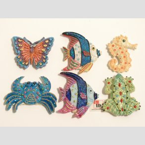 Dyrefigur Magnet - Polystone Glitter Magneter - 5cm