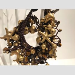 Armbnd - Karneval - Hnd Hklet &amp; Knyttet Armbnd - Forgyldte Bjlder/Brune Sten