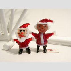 Julepynt - Nissefar og Nissemor I Glas - Mini 4cm